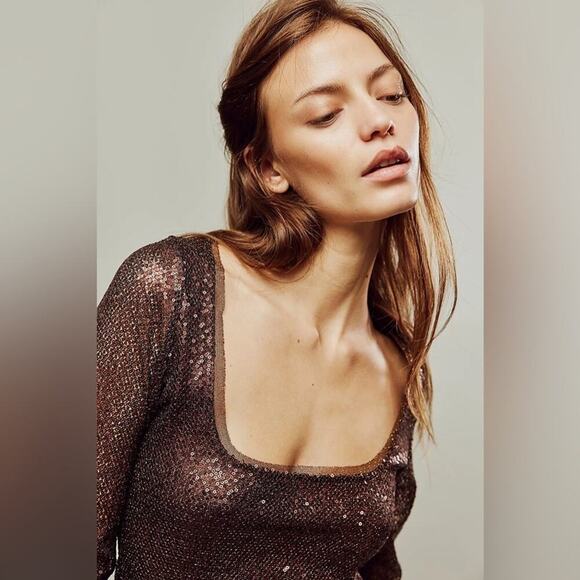 Free People Late Night Disco Layering Top Size Small - Picture 3 of 7